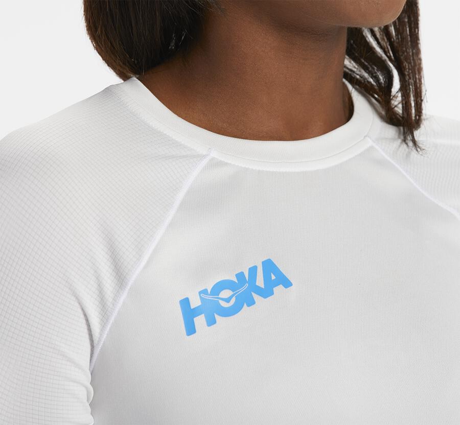 Hoka One One Tops Womens White - Performance Long Sleeve - 15302EJRK